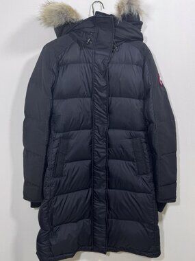 Canada Goose Rowley Parka Duck Down Coat Black Coyote Fur Women M Medium Luxury